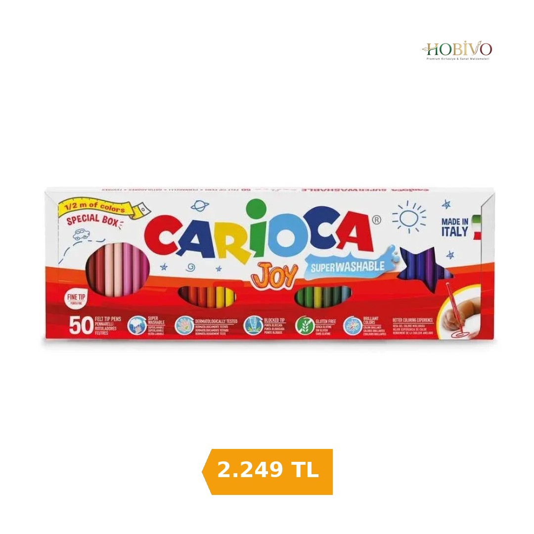 Carioca Joy Süper Yıkanabilir Keçeli Boya Kalemi Seti 50 Renk (1/2 Metre)