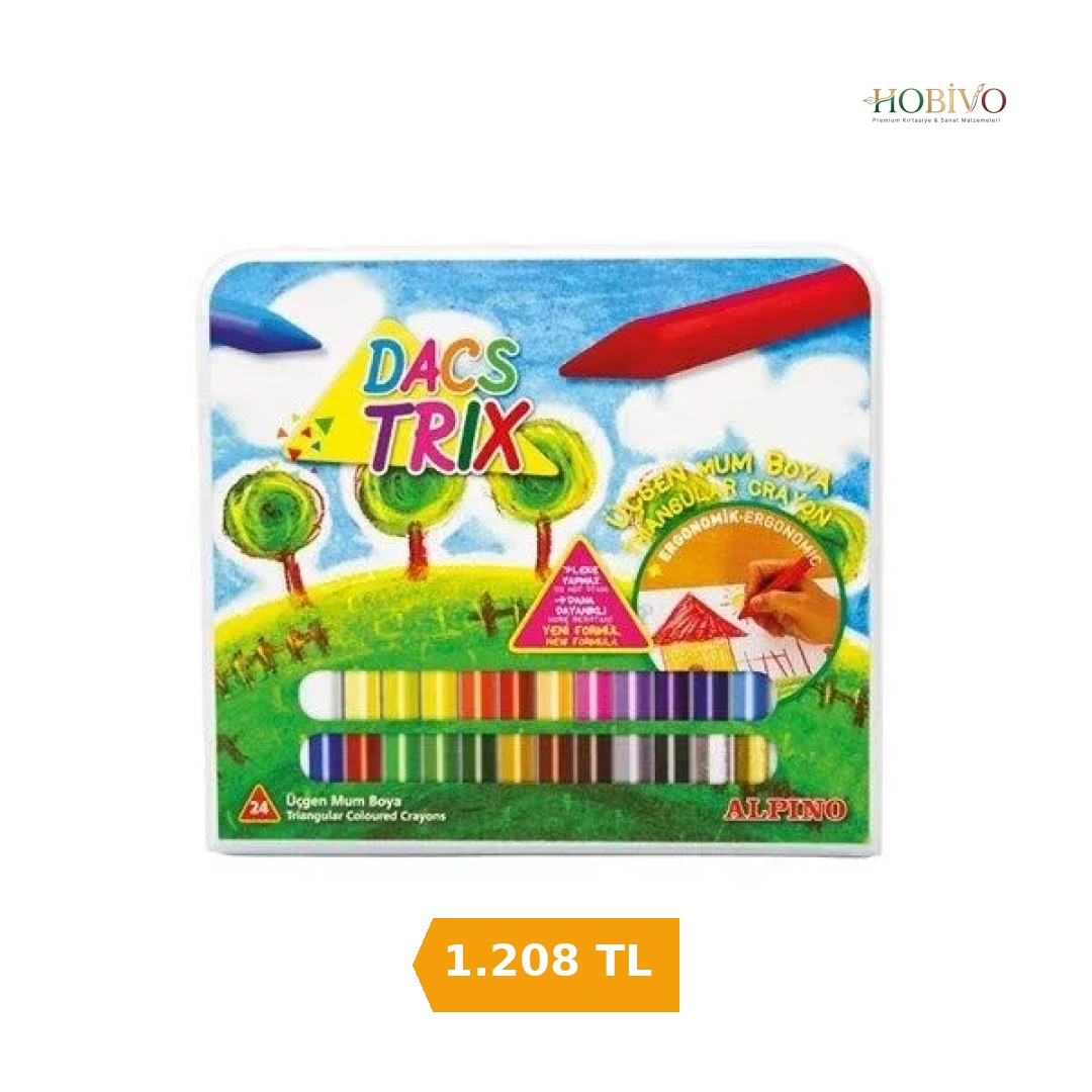 Alpino Dacstrix Üçgen Mum Boya 24 Renk Plastik Çantalı