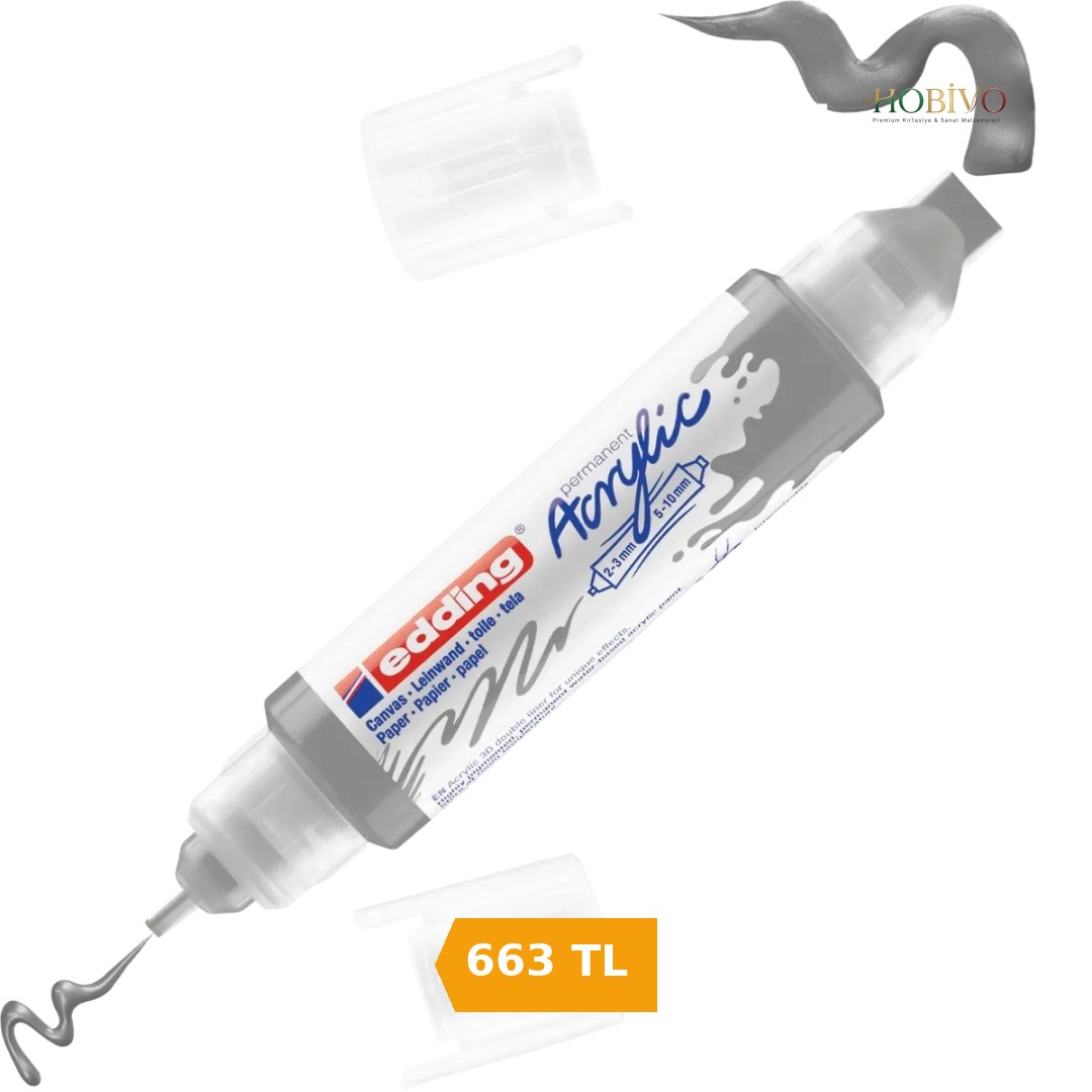 Edding 5400 Akrilik Boyama Markörü 3D Double Liner GÜMÜŞ
