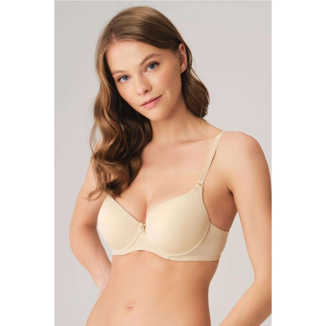 Kadın Balenli Destekli Dolgulu Askıları Çıkabilen Günlük Klasik T-Shirt Sütyeni (3150)